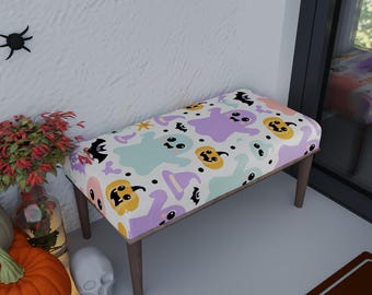 Cute ghost bench, Vanity upholstery, Colorful bench, Play room seat, Decorative pouf, Halloween chair, Elegant furniture, RB bench 1751