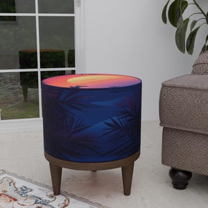Tropical footstool, Bohemian round pouf, Vanity ottoman bench, Soft textured stool, Classic footrest, Utility pouf stool, Round tea table