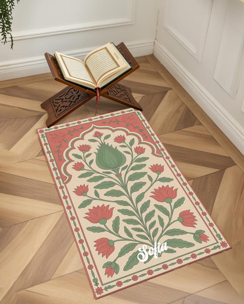 Foldable Prayer Rug, Washable Prayer Rug, Premium Colleciton Prayer Rug, Luxury Thick Prayer Mat Rug, Islamic Prayer rug, Gift Rug, RB-2057