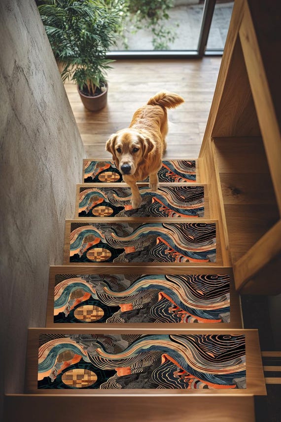 Dark step covering, Treads with landing, Chenille stair rug, Modern stair steps, Everyday step rug, Stair runner rug, Non slip rug, RB-197