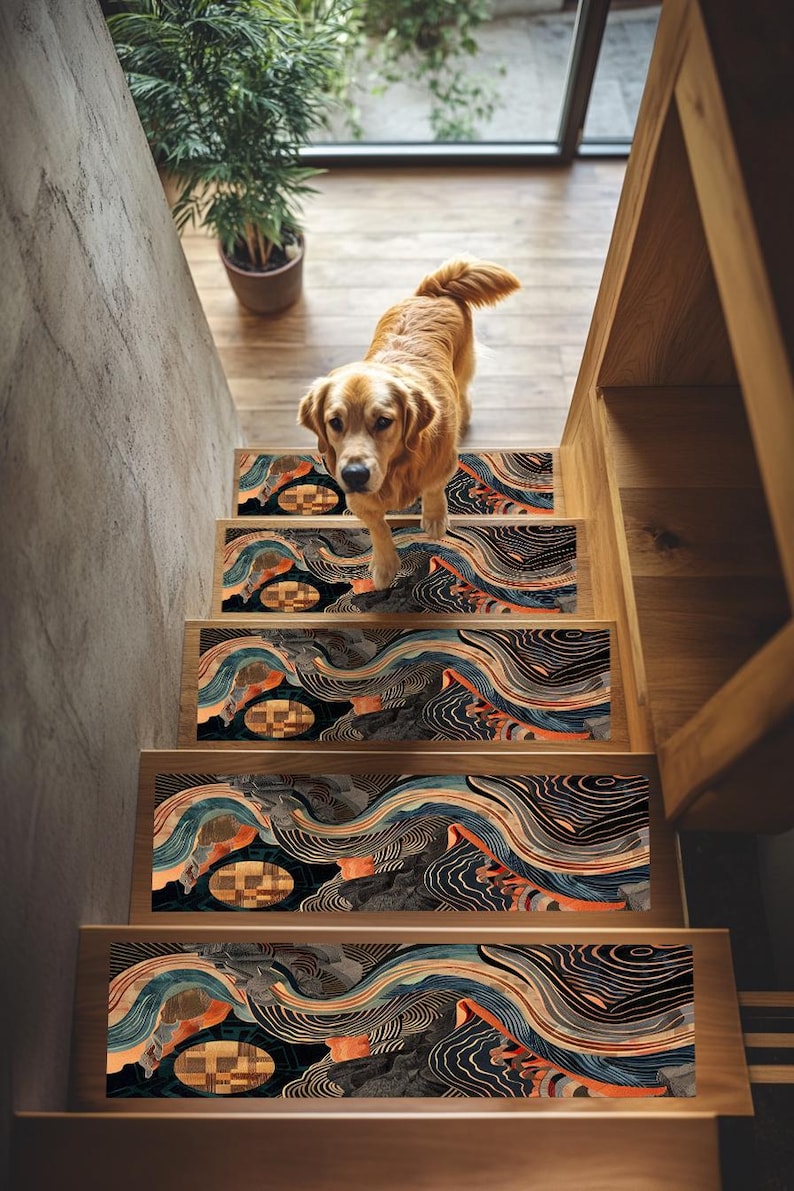 Dark step covering, Treads with landing, Chenille stair rug, Modern stair steps, Everyday step rug, Stair runner rug, Non slip rug, RB-197