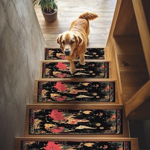 Escalier imprimé carte du monde, tapis d'escalier antidérapant, revêtement de marche tendance, tapis pour marches d'escalier, tapis d'escalier oeuvre d'art, tapis d'escalier turc, RB-376