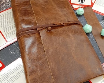 Brandy Color Top Grain Leather Wrap Journal, DnD Journal, Bullet Journal, Campaign Journal, Gaming Journal, Sketch Book, DnD Notebook