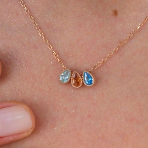 Custom Birthstone Necklace, Minimalist Jewelry Mother Gift, Custom Birth Month Stone October, November, December, Chritmas & Birthday Gift