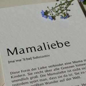 Mamaliebe - Definitionskarte zum Muttertag - A6 Faltkarte - Geschenk für Regenbogen- und Sternenkindmamas - Muttertagsgeschenk