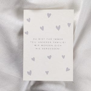Du bist für immer Teil unserer Familie! Wir werden dich nie vergessen!- Postkarte an Sternenkinder - A6 Faltkarte
