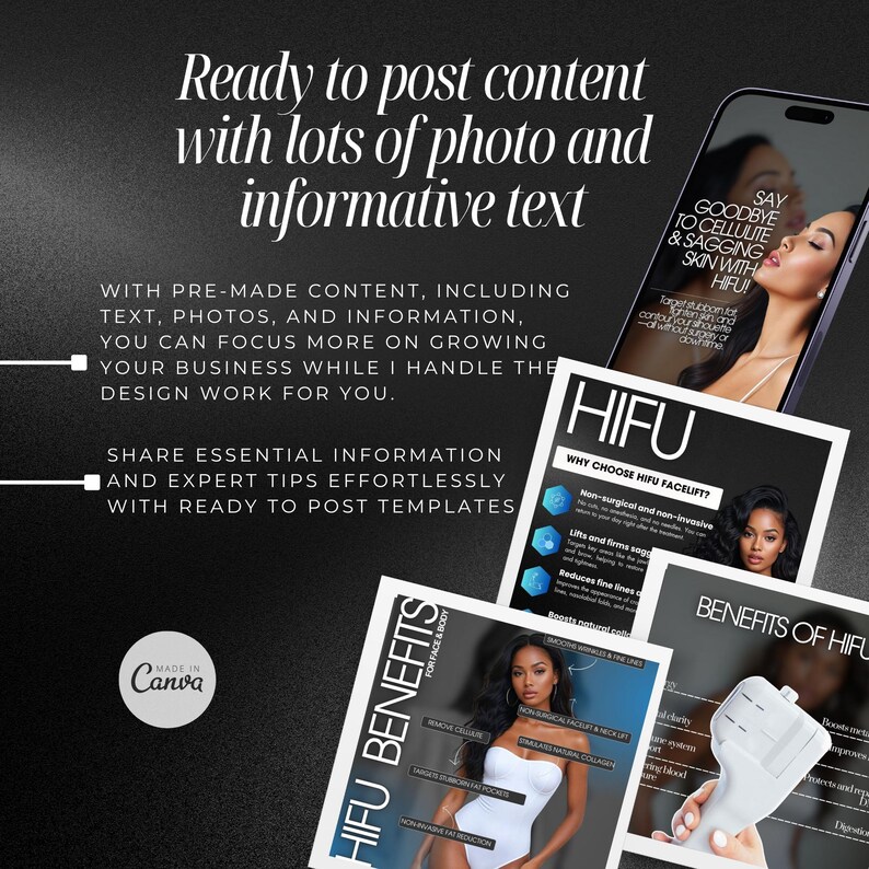 HIFU  canva instagram, Instagram Templates for Esthetician, hifu facelift instagram post, High-Intensity Focused Ultrasound Facial Treatment, HIFU canva