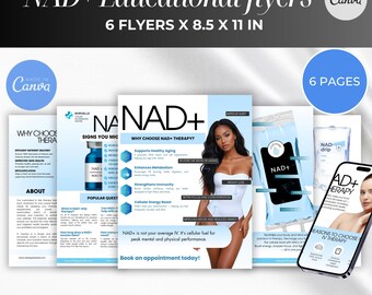 NAD+ Flyer, nad+ IV Therapie Lern-Flyer, iv Therapie Marketing, iv Infusion Flyer, IV Tropfen Flyer Canva Vorlage, iv Therapie Leinwand