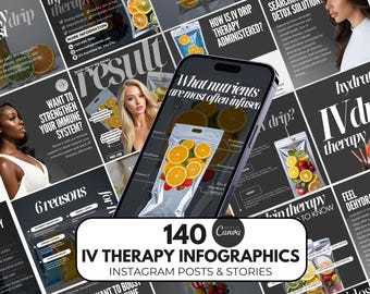 IV Therapy Instagram Templates infographics, Iv Hydration Instagram, iv drip therapy post, IV Therapy Marketing canva template, iv vitamin