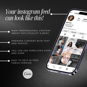 HIFU Instagram Templates for Esthetician, hifu facelift instagram post, High-Intensity Focused Ultrasound Facial Treatment, HIFU canva