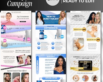 Mall för e-postkampanj för Med Spa, nyhetsbrev för Med Spa på Canva | Mallar för e-postmarknadsföring för Botox-läppfyllare, sjuksköterskeinjektor, e-post för hudvård