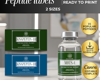 Peptide Label Template, Printable Label, Peptide Therapy Canva template, Editable Label , canva Label Template, peptide marketing, glp-1