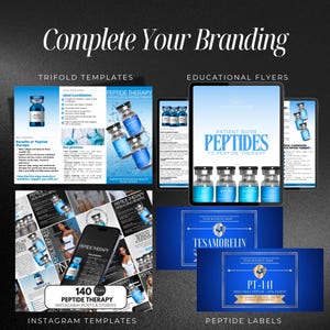 Peptide Label Template, Printable Label for Peptide Therapy Canva, peptide vial label , peptide marketing, glp-1, nimbot template label, glp-1, medical weight loss canva