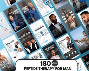Peptide instagram post , Men Hormone health social media, peptide marketing templates , Peptide Therapy Canva template, Hormone instagram