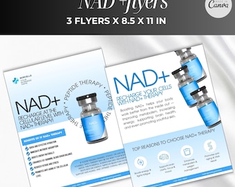 Nad+  Flyer canva template, Nad+ Peptide therapy Flyer, Peptide Therapy Template, Marketing peptide, hormone clinic marketing, peptide flyer