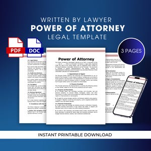 Power of Attorney, Durable Power of Attorney, Template, Document, Templates for Banking, Financial, Investment Tax, POA template General POA
