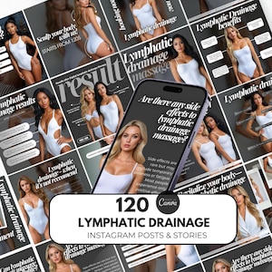 Lymphatic Drainage Template ,Lymphatic Drainage Intagram posts, Massage Therapist Post instagram,  Lymphatic Drainage Post Surgery canva
