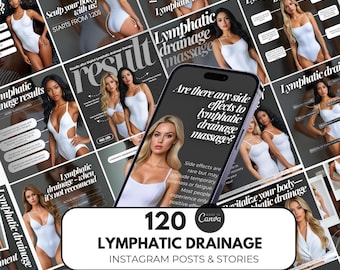 Lymphatic Drainage Template ,Lymphatic Drainage Intagram posts, Massage Therapist Post instagram,  Lymphatic Drainage Post Surgery canva