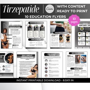 Tirzepatide Patient Educational template, Tirzepatide weight loss flyers canva template, Tirzepatide flyer marketing, GLP 1, peptide therapy