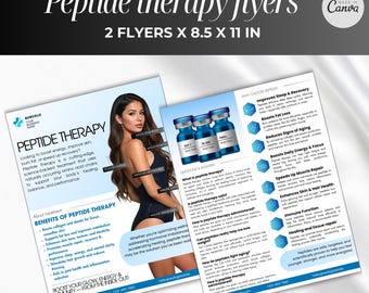 Volantino per la terapia peptidica su Canva, Volantino sui peptidi, Marketing per la terapia peptidica, Volantino stampabile sui peptidi, Modello di volantino per il marketing sui peptidi su Canva