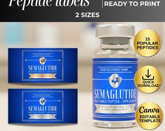 Peptide Label Template, Printable Label, Peptide Therapy Canva template, Editable Label , canva Label Template, peptide marketing, glp-1