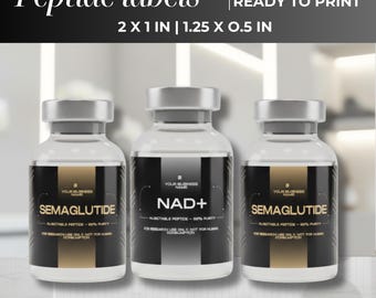 Peptide Label Template, Printable Label, Peptide Therapy Canva template, Editable Label, canva Label Template, peptide marketing, vial label