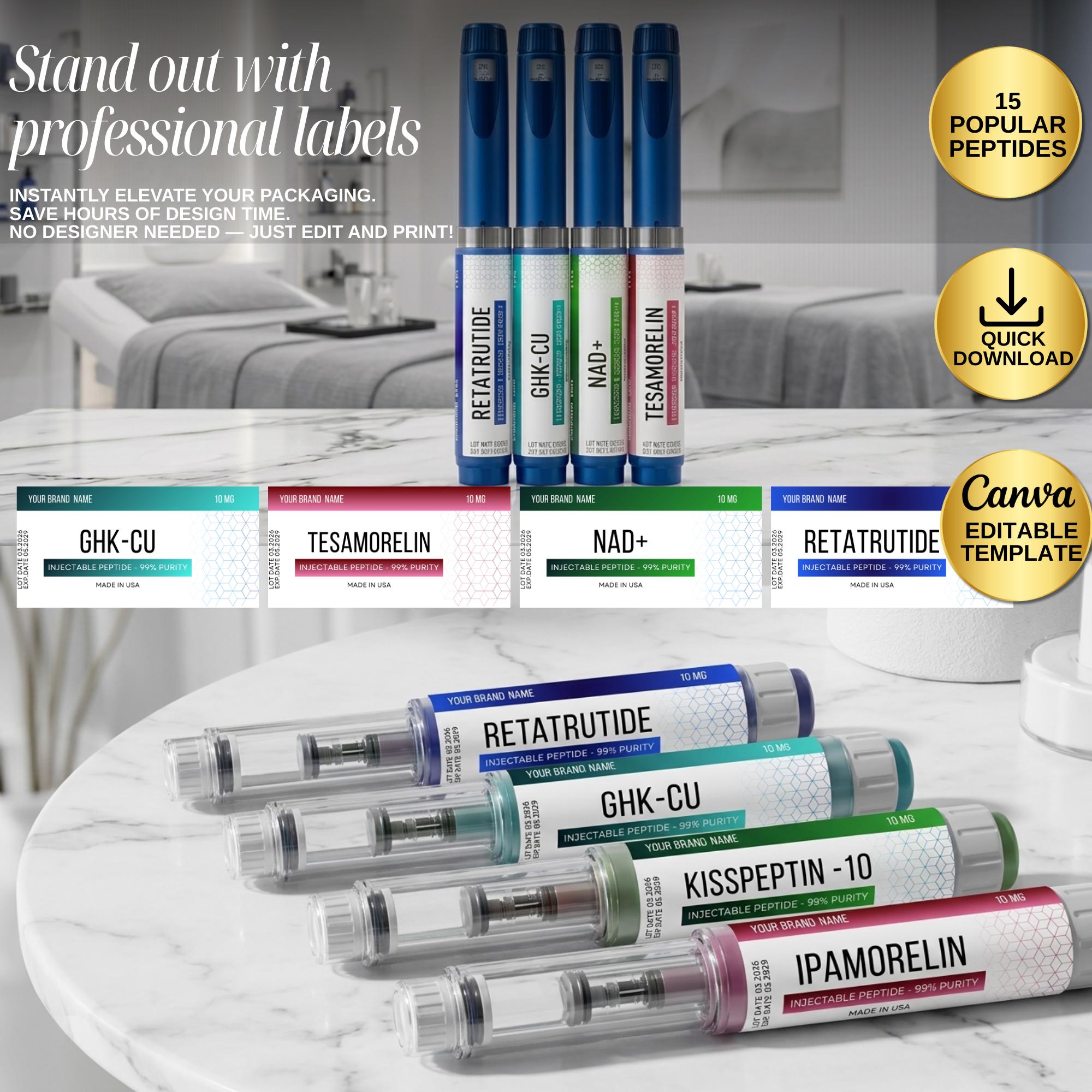 Peptide Pen Label Template, Peptide Pen Printable Label Design, Peptide ...