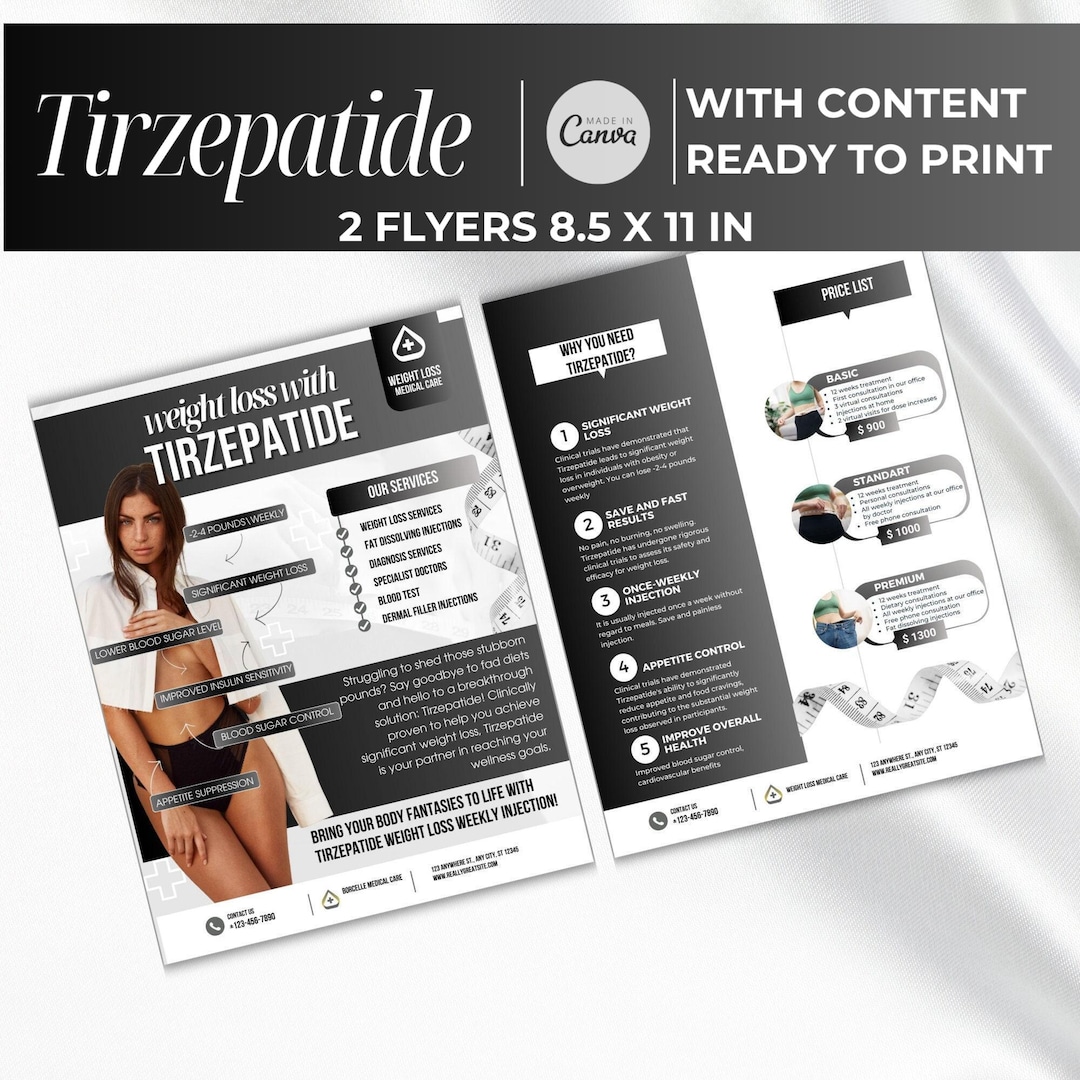 Tirzepatide Weight Loss Flyer Template, Tirzepatide Canva Template ...