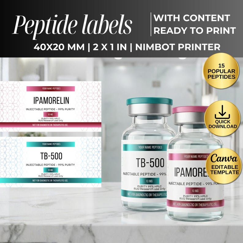 Peptide Label Template, Printable Label for Peptide Therapy Canva ...