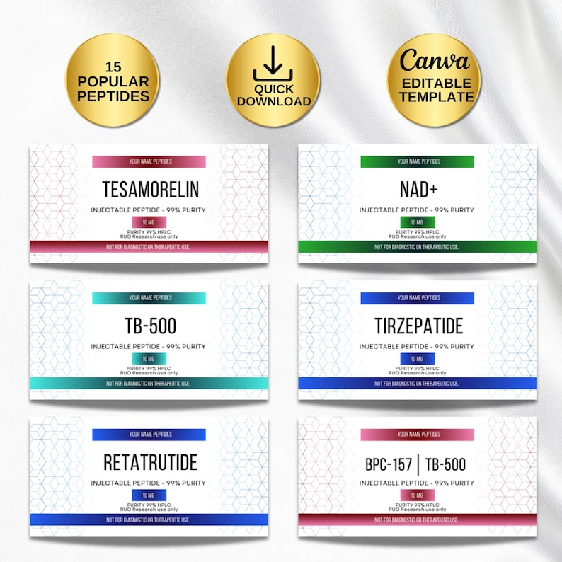 Peptide Label Template, Printable Label for Peptide Therapy Canva ...