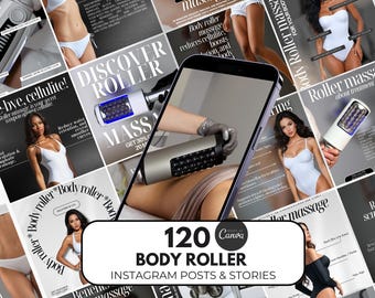 Body Roller Massage Instagram Templates, Body Sculpting canva, Med Spa Social Media Marketing, Skin Tightening post, body sculpting template