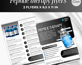 Peptide Flyer canva template, Peptide therapy Flyer, Peptide Therapy Template, Printable Marketing peptide, hormone clinic marketing,