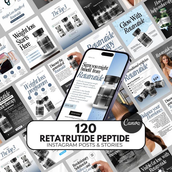 Retatrutide instagram Social Media, GLP Marketing, Weight Loss Templates, Weight Loss Clinic Flyer, Peptide Flyer Templates, Peptide Therapy