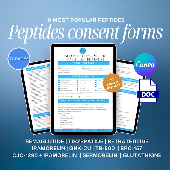 semaglutide with ipamorelin Peptide Consent Forms Bundle, Peptide Therapy Canva Patient Education, Peptide Tirzepatide BPC-157 CJC-1295 Ghk-cu ✨ NEW PRODUCT ALERT non gmo glutathione Select Solution::3 mL Bacteriostatic Water — Generic