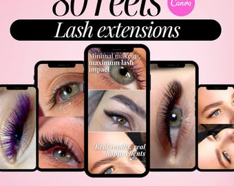 80 lash instagram reels, lash tech reels, lash extension video, Lash Tech Instagram Templates, Lash Extension Social Media, lash video