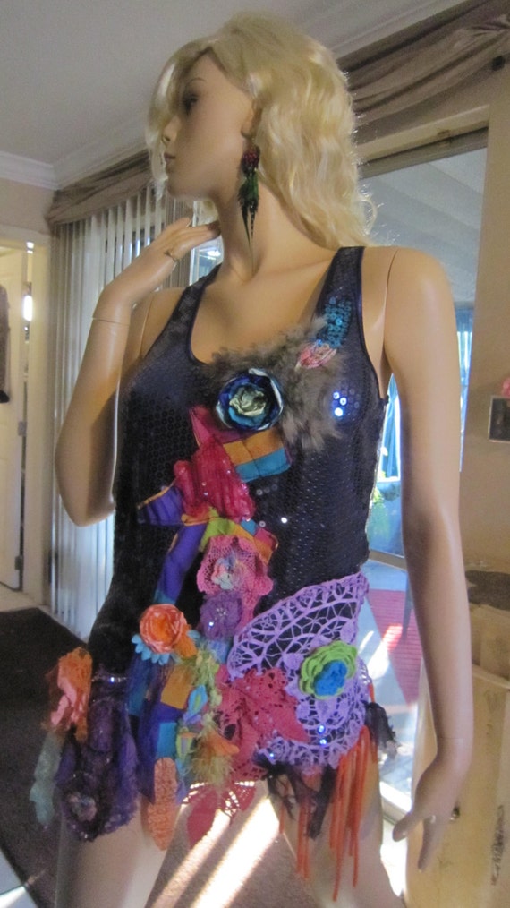 midnight blue sequin top