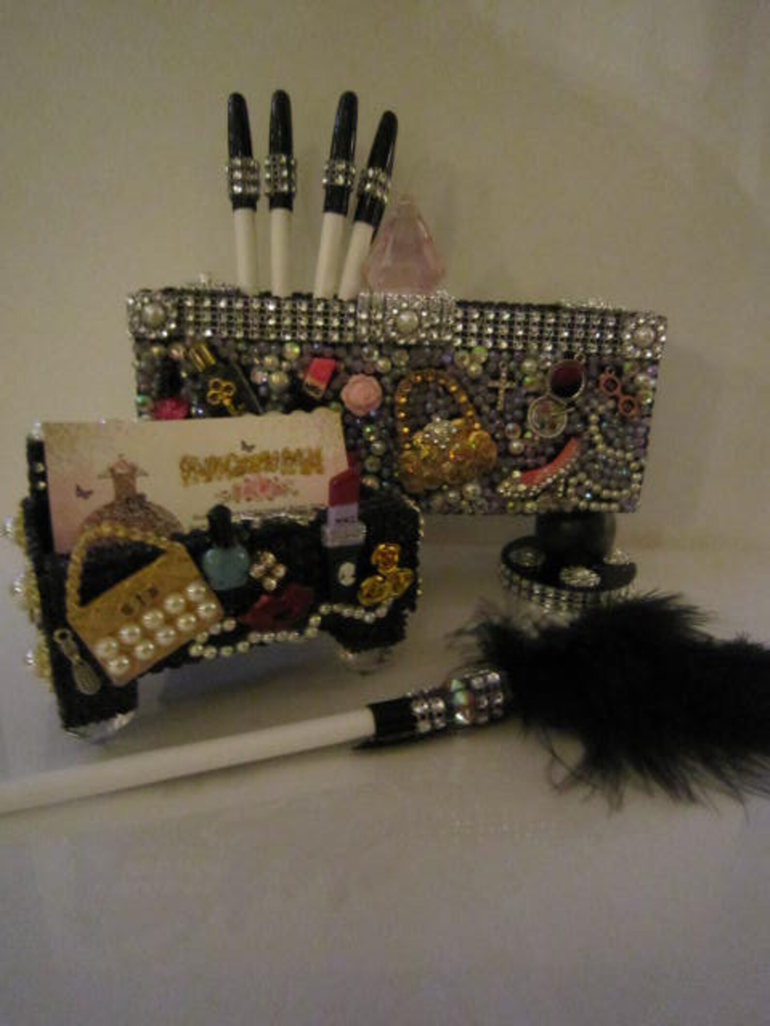 Girly Business Card Holder Bling Card Holder Desk Card Etsy