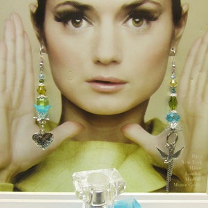 TURQUOISE and LIME Asymmetrical Mismatch Dangle EARRINGS image 3