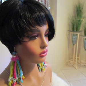 Texture Earrings, Fringe Earrings, Bold Earrings, Large Earrings, Fabric Statement Earrings, Oversized Earrings.