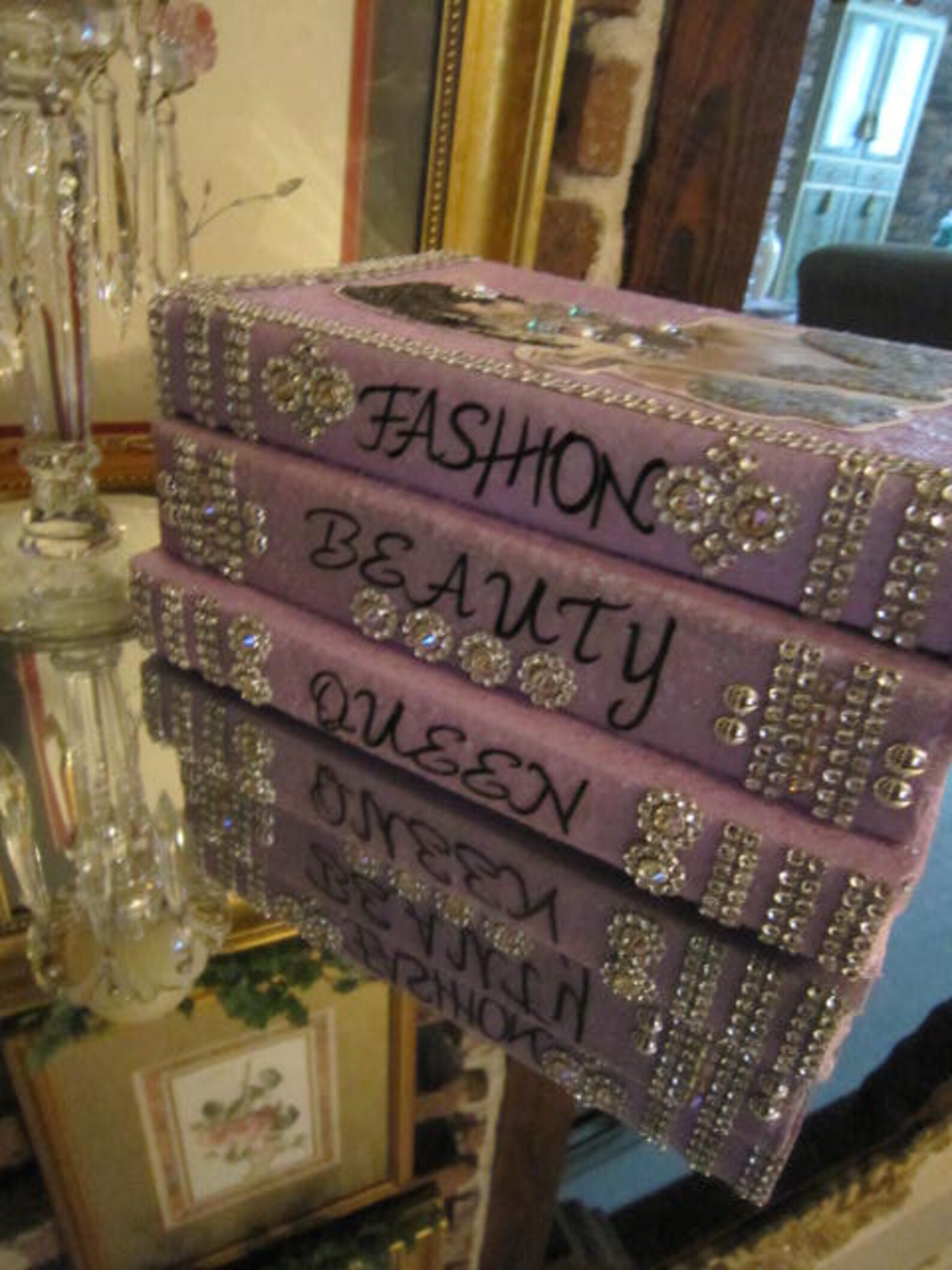 Glam Book Stack Table Decor Bling Books Glam 1 Piece Set Etsy