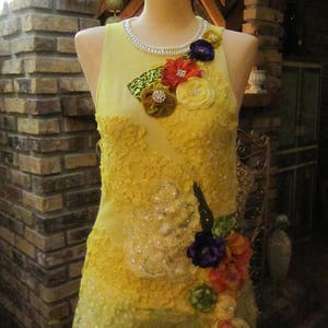 My Lemon Drop.  Art to Wear  Embellished Top,  Fantasy,  Unique, Boho Top,  Romantic,
