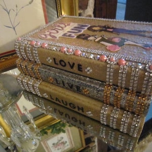 Glam Book Stack, Table Decor, Bling Books Glam, 1 Piece Set, Bling Glitter Books.