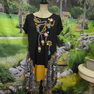 Open Back Top, Tribal Print, Upcycled Top, Reconstructed, Tunic, Unique Top.