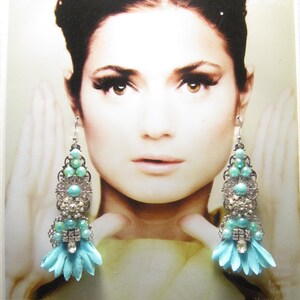 TURQUOISE and SILVER  filigree Earrings