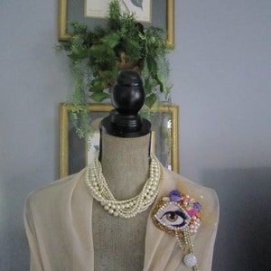 The Eye of Beauty Beaded Brooch, Wearable Art Brooch.