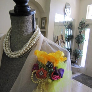 Vibrant Embroidered Beaded Brooch, Art to Wear.