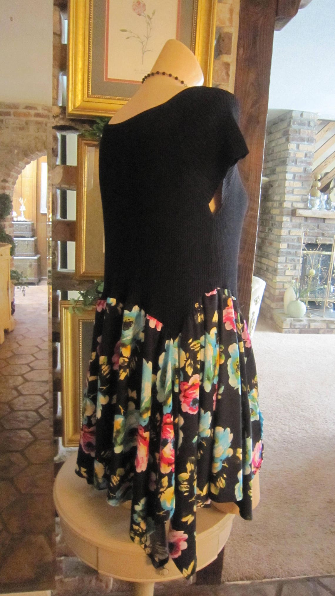 Black Floral Tunic Top main image 0