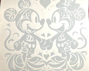 Mickey and Minnie Disney Themed Car Decal for Windows, Gas Tank, Laptop, Water Bottle