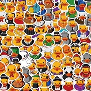 楽しい漫画のゴム製アヒルのステッカー