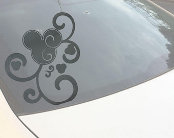 Disney Mickey Mouse Swirl themed Car Decal for Windows, Gas Tank, Laptop, Water Bottle